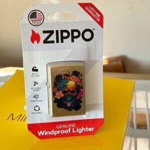 ZIPPO SKULL LIGHTER GOLD NEW SEALED